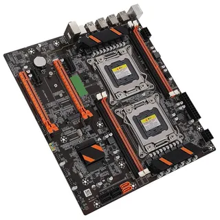 VBESTLIFE X79 Desktop-Motherboard, Dual-Socket-integrierte Rückseite 2 x USB3.0/Gigabit-LAN-Karte/DDR3 Vierkanal-Desktop-Motherboard mit SATA-Kabel