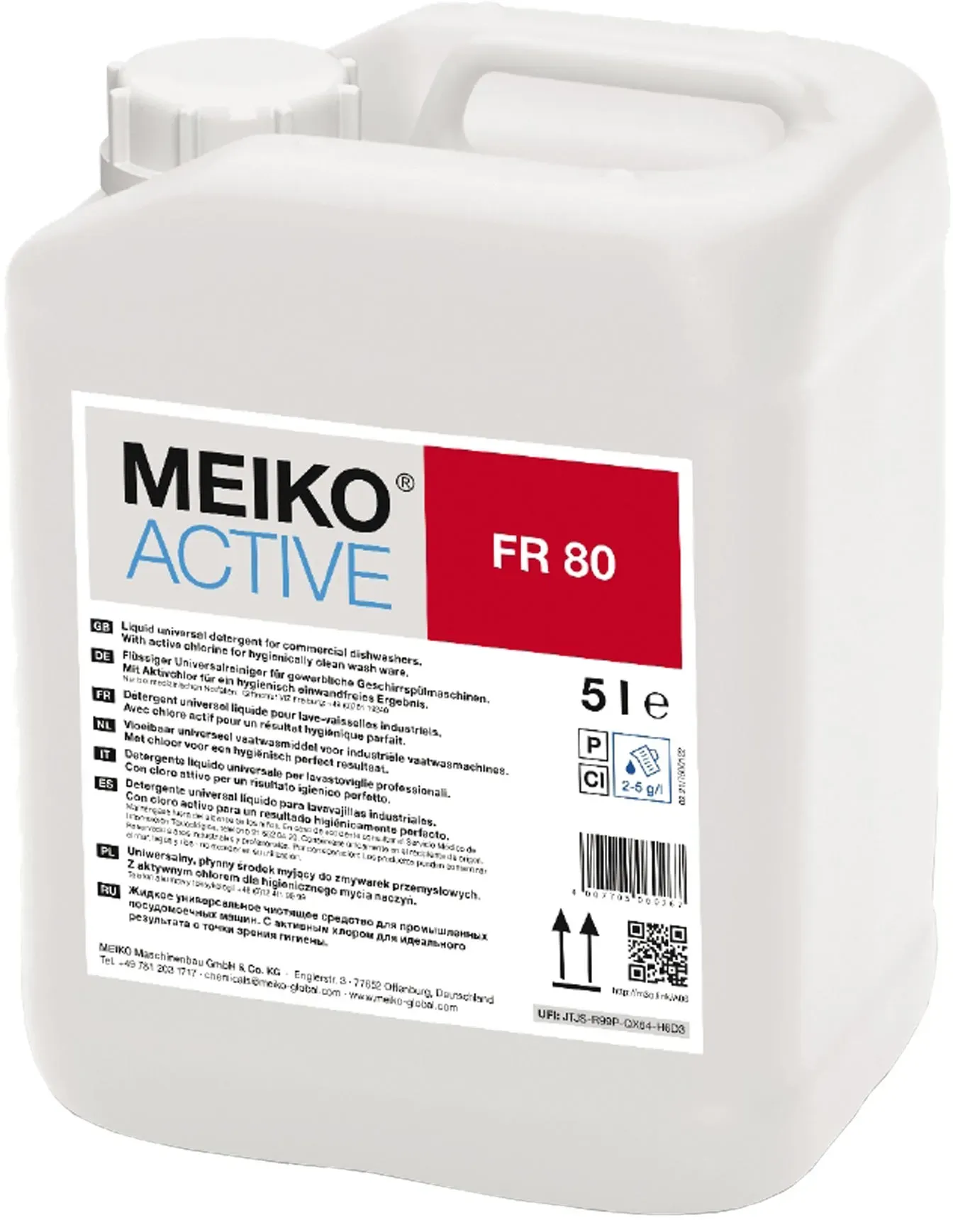 Meiko Active FR 80 flüssiger Universalreiniger für Geschirrspülmaschinen 5 Liter Kanister