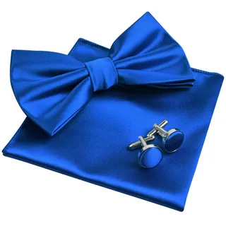 Alizeal Herren Tuxedo Fliege, Hanky und Manschettenknöpfe Set, Königsblau
