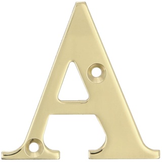 Amig | Buchstabe A aus poliertem Messing zum Schrauben im Innen- und Außenbereich | 50 mm | Ideal für Portale, Wände oder Fassaden von Häusern | Gold-Finish