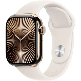GPS + Cellular 42 mm Titaniumgehäuse gold Sportarmband starlight M/L