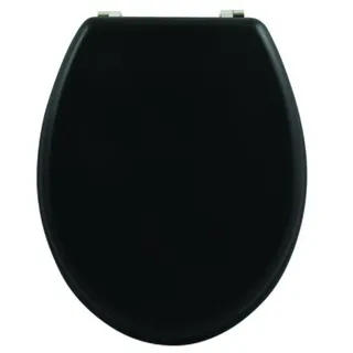 MSV CLÉO MDF-WC-Sitz Edelstahlscharniere 42,5 x 36,5 x 1,6 cm Mattschwarz - Feuchtigkeitsbeständig - Leicht zu reinigen - Passend für die meisten Standard-WCs