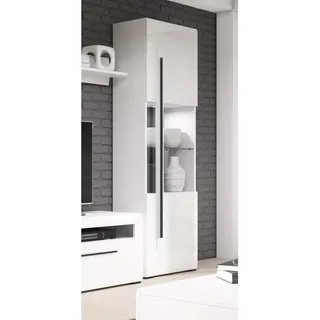 Lomadox Vitrine Turda-83 60 x 204 x 39 cm Weiß/Schwarz