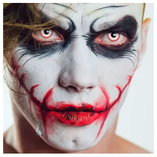 aricona Farblinsen Zombie Kontaktlinsen für Halloween - Farbige Kontaktlinsen ohne Stärke - Weiche Kontaktlinsen - deckend weiß