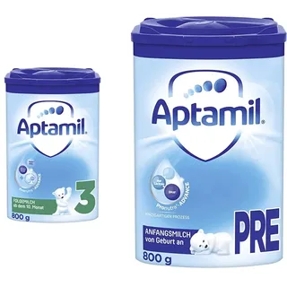 Aptamil Pronutra-ADVANCE 3, Folgemilch ab dem 10. Monat, Baby-Milchpulver (1 x 800 g) & Pronutra-ADVANCE PRE, Anfangsmilch von Geburt an, Baby-Milchpulver (1 x 800 g)