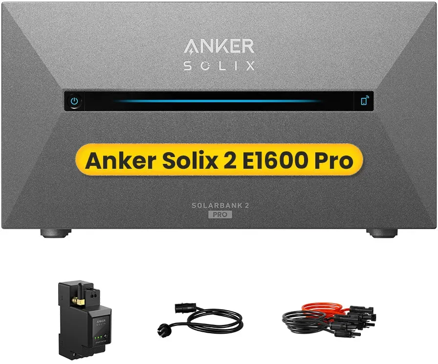 Anker SOLIX Solarbank 2 E1600 Pro All-in-One Speicher für Balkonkraftwerk, by Powerness - 1600Wh / 1 x Smart Meter / Standardversand