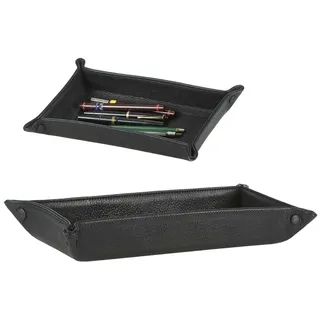 Sonnenleder Ablageschale Leder 27x16cm Taschenleerer Schale Lederschale Stiftschale schwarz Vide Poche Querformat