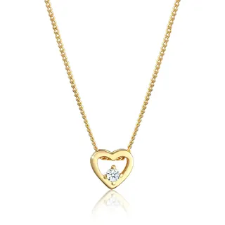 Elli DIAMONDS Halskette Damen Herz Liebe mit Diamant (0.03 ct.) in 585 Gelbgold