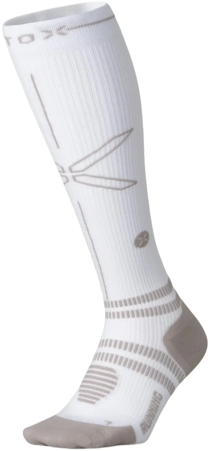 STOX Energy Socks Laufsocke Kompression Running Socks (fördert Durchblutung) weiss/grau Damen - 1 Paar