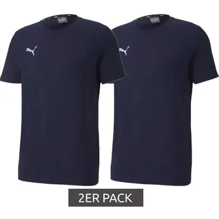 2er Sparpack PUMA TeamGoal 23 Jungen & Mädchen Sport-Shirt Baumwoll-Shirt mit Logo-Patch T-Shirt 656709 06 Dunkelblau - 176