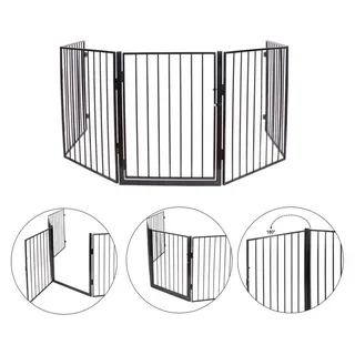 Mucola Treppenschutzgitter Ofenschutzgitter Kaminschutzgitter Metall Absperrgitter Schutzgitter (Stück, 1 St., Schutzgitter), Auch als Treppenschutzgitter verwendbar schwarz