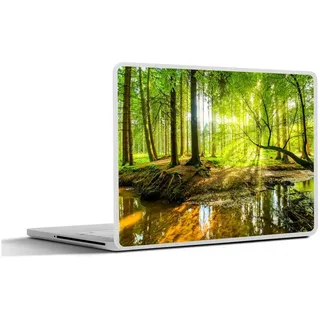 MuchoWow Laptop-Aufkleber Wald - Landschaft - Wasser - Bäume - Sonne - Grün - Natur, (1tlg), Selbstklebendes Laptop Folien Cover, Sticker, Kratzschutz, 40x30 cm bunt Ø 50.00 cm x 40 cm x 30 cm