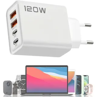 Typ C Ladestecker, 120 W USB Multiport Ladeadapter Typ C, Schnellladeblock, Lagerplatz Sparen und Die Bedienung Erleichtern, Geeignet für Reisen, Zuhause und Küche