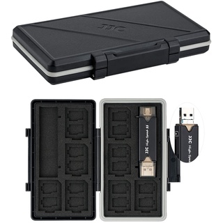 JJC Wasserdicht Speicherkarten Etui mit USB 3.0 Kartenlesegerät Aufbewahrung für 16 Micro SD SDXC SDHC + 8 SD SDXC SDHC, SD Karten Schutzbox Tragetasche - Memory Card Case Box