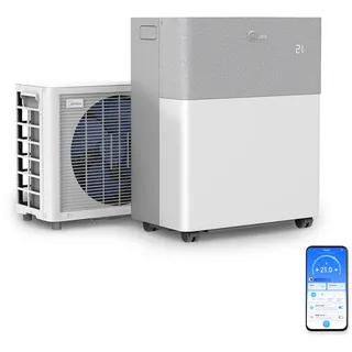 Midea Portasplit Klimaanlage, Mobile Wärmepumpe, Kühlen A++/Heizen A+, 12000 BTU 3, 5kW, für Räume bis zu 42 m2 / 105 m3, nur 39 dB(A) im Silent-Modus