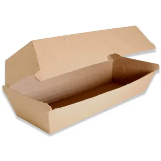 emissimo Hot-Dog Take-away-Behälter aus Wellpappe, braun, Hot-Dog-Box  210 x 70 mm, h 77 mm  400 Stück