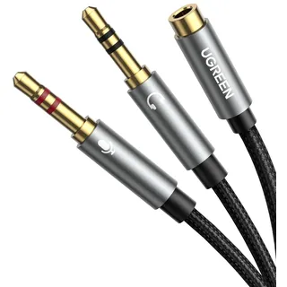 UGREEN Audio Y Splitter Kabel 3,5mm Klinken-Buchse / 3,5mm Klinken-Stecker 0,20m (CTIA)