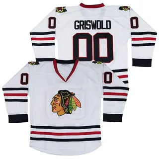 EATAN #00 Clark Griswold X-Mas Herren Hockey-Trikot, Weiß genäht - S