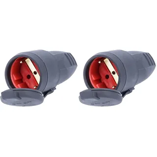 as - Schwabe Gummikupplung 230 V / 16 A mit Schutzkappe – Schuko Kupplung mit Schutzkappe – Schutzkontakt-Kupplung für Außenbereich geeignet – IP44 – Made in Germany – Schwarz, 60415 (Packung mit 2)