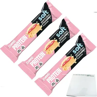 Corny Your Protein Soft White Choc Strawberry 3er Pack (3x45g Einzelriegel) + usy Block