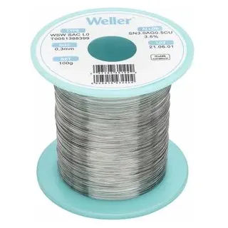 Weller T0051388399 Lötzinn, bleifrei Spule, bleifrei Sn3,0Ag0,5Cu 100 g 0.30 mm