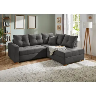 Jockenhöfer Gruppe Ecksofa »Heidelberg L-Form«, inklusive Bettfunktion, Bettkasten, Ottomane links oder rechts, grau