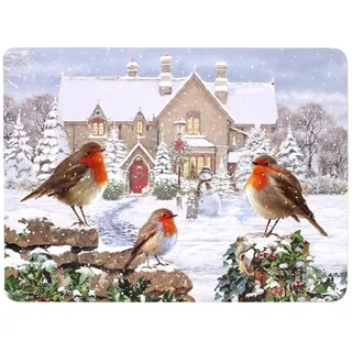 Weihnachts- Tischsets Mit Korkrücken Set Aus 4 Teilen - Robin Familie