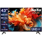 TuTu Android Smart TV | LED 4K UHD | 43 Zoll/110 cm | Rahmenlos Design | Tripple Tuner DVB-T/T2/S/S2/C | HDMI x3, USB x2, CI+ | Sprachsteuerung & Streaming-Apps | Montiert in Eindhoven | TUS43UQ1A