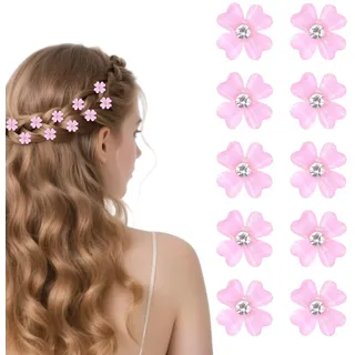 10 Stück ​Kleine Blumen Haarklammern Blumen Haarklammer Braut Haarschmuck Kleine Haarspangen Haarclips Blumen Hochzeit Haarclips Damen Blumen Spange Blumen Haarspange (Rosa)