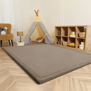 Paco Home Teppich Kinderzimmer Kinderteppich Baby Spielteppich Krabbeldecke Krabbelmatte Weich rutschfest Jungen Mädchen Deko, Grösse:80 cm Rund, Farbe:Beige