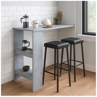 Hti-Living Bartisch mit Stauraum modern mit Ablagefächern in Beton Küchentisch Wandmontage