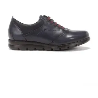 Fluchos für Damen. F0354_SUNO_2OCM Susan blaue Leder-Turnschuhe (39), Wohnung, Schnürsenkel, Lässig, Marine
