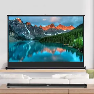 ISAVIA Beamer Leinwand HD, Manuell Hochziehbare Projektionsleinwand, Tragbare Projektor-Leinwand Bodenstehende Pull-Up 30 40 50 Zoll Heimkino Ausziehbar Filmbildschirm16:9,4:3(50inch-16:9)