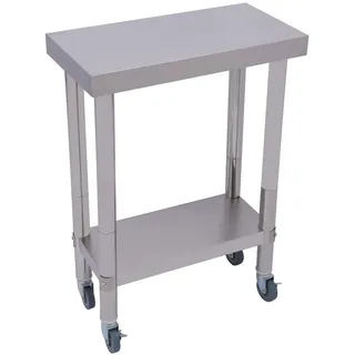 DAOHHFO Edelstahl Küche Arbeitstisch, 60×30×85 cm Profi Gastronomie Edelstahltisch Arbeitstisch Edelstahltisch mit Rollen Grilltisch Outdoor Wetterfest für Gastro Küche Werkstatt Keller