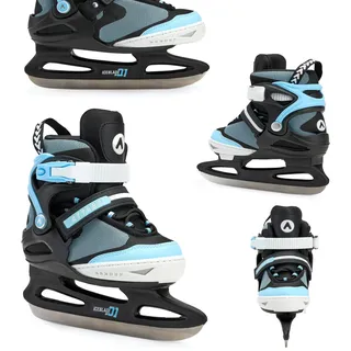 attabo Verstellbare Freizeitschlittschuhe für Jungen Zolo in Blau Größe 36-41 EU Kinder verstellbare Schlittschuhe für Anfänger Klettverschluss und Schnallenverschluss Freie Längenanpassung