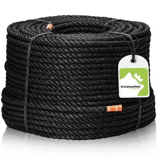 Kratzbaumland Premium-Sisalseil schwarz 10 mm, schwarzes Sisalseil für Kratzbäume (versch. Längen) (30 Meter)
