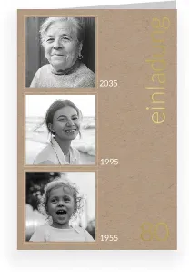 Geburtstag Einladungskarte in Kraft Look mit eigenen Fotos gestalten im Design "Fotostory" - Musterkarte - Karten einfach online bei wunderkarten gestalten und bestellen