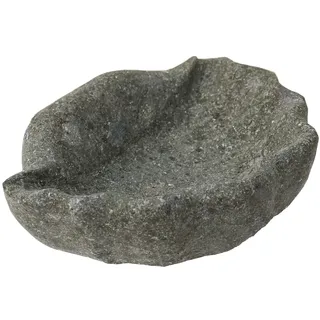 STONE art & more Exklusive Steinschale, Vogeltränke, Muschelschale, 25cm, Steinmetzarbeit aus Lava Stein, Naturstein, frostfest