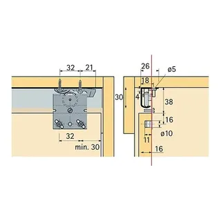 Hettich Schiebetürbeschlag Top Line 27 2-türig Komplett-Set 25kg DIN L/R