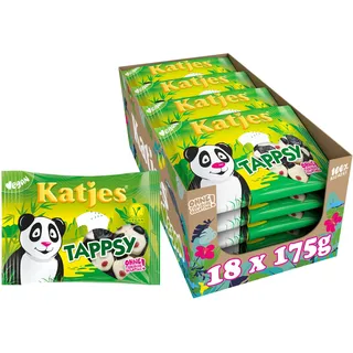 Katjes Tappsy Vorratspack – Schaumzucker mit Lakritz und Fruchtgummi, in süßer Pandabären-Form, vegan, 18x175 g