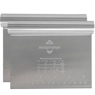 Midgreyeye 2 Stücke Edelstahl Teigschneider Mit Messskala Teigschaber Teigkarte Teigspachtel Schaber Küche Für Kuchen, Cake,Pizza, Torte, Dough,backutensilien(15 * 12.5cm)