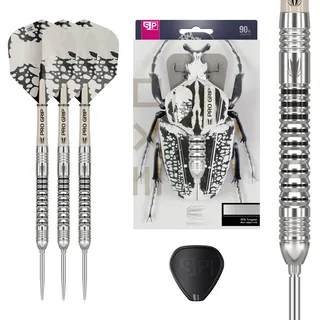 Target Darts EXO Edition 90% Tungsten Steel Tip Darts Set - 23g Barrel SP03 - Steel Tip Dart Set, Swiss Point Darts mit Pro Grip Schäften und No.6 Flights, SP Tool Included