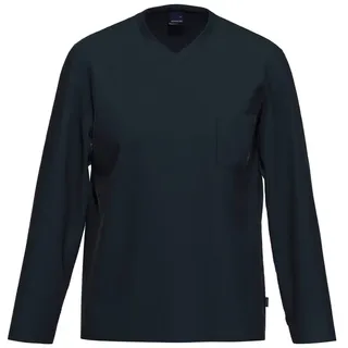 Ammann Schlafanzug Shirt Langarm Mix & Match - Organic Cotton in Dunkelblau | Gr.: 4XL