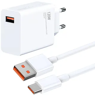 120w ladegerät original für Xiaomi 15 14T Ultra 13T 12T 11T Pro + 5G, Redmi Note 14 13 12 Pro+ Poco X7, USB Netzteil Turbo HyperCharge Schnellladegerät Adapter mit 6A Kabel für Black Shark 5
