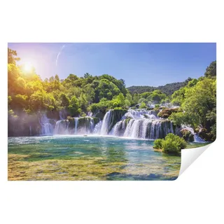 Wallarena Fototapete Wasserfall Landschaft Wald Vlies Tapete Wohnzimmer Schlafzimmer, Glatt, Natur, Tapete inklusive Kleister Vliestapete Motivtapete Wandtapete 2.54 m x 1.84 m