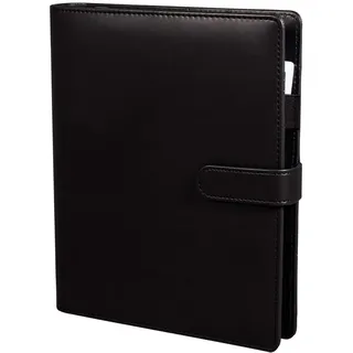 Rayher 60920000 Planer A5, schwarz, 19,8 x 23,8 cm, Kunstledereinband mit Innenfächern, 3-er Ringschiene, Magnet-Verschluss, Register-, Notizblätter und Lineal, Organizer, Terminplaner, Ringbuch