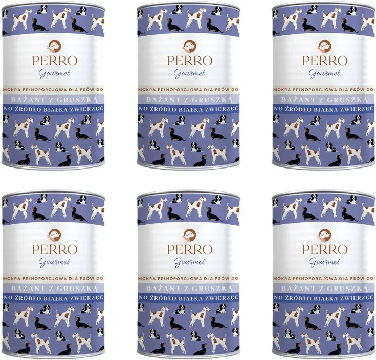 PERRO Gourmet Fasan mit Birne 6x400g Monoproteinfutter für ausgewachsene Hunde