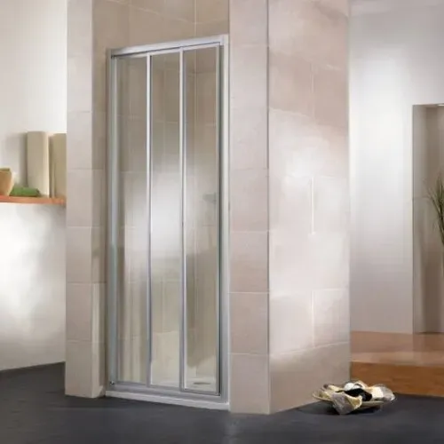 HSK Favorit Schiebetür 3-teilig, Größe: 90 x 185 cm, 100090-01-50, Duschkabine: Alu-silbermatt: ESG klar