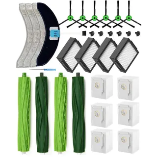 Yivy 26 Stück Zubehör Set für iRobot Roomba Combo j7+/j9+/10 Max Staubsauger, Ersatzteile Kit für Combo j7 Plus/j9 Plus Ersatzzubehör:4 Hauptbürste,6 Seitenbürsten,4 HEPA Filter,6 Staubsaugerbeutel