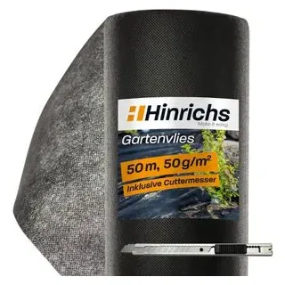 Hinrichs Unkrautvlies 1423, 1 x 50m, 50 g/m2, schwarz, aus Polypropylen